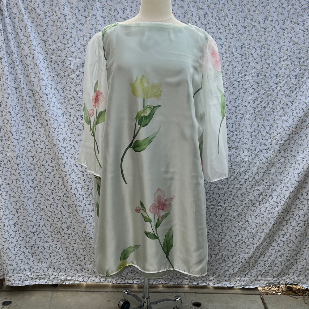 Handcrafted Floral Print White Dress